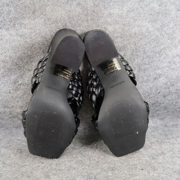 Anne Klein Shoes Womens 5 Sandal Mule Slide Pump Woven Straps Block Heel Black - Picture 11 of 16